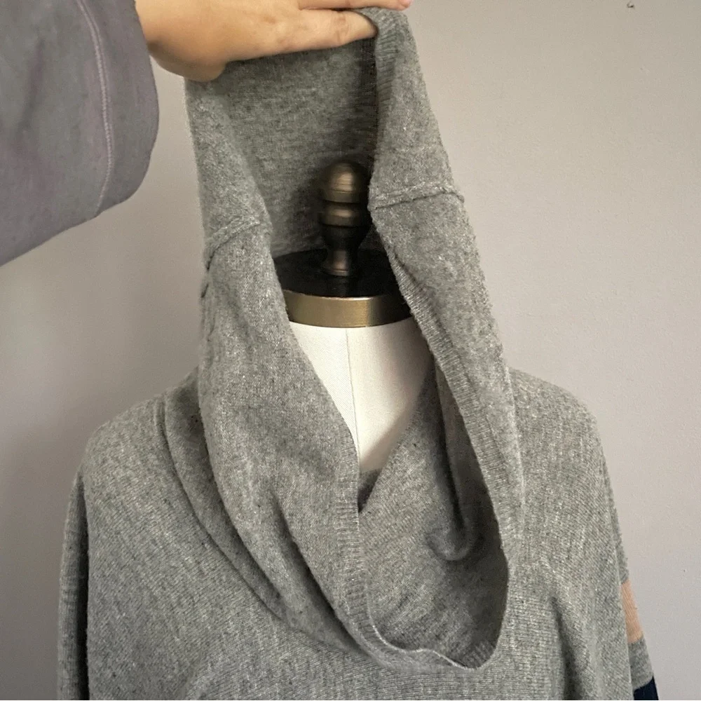 BCBG MaxAzria Gray Wyona Lambswool Funnel Neck Poncho - One Size - Picture 3 of 12